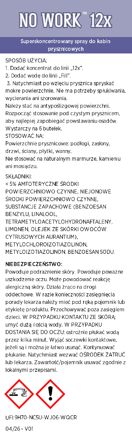 No Work™ Spray do kabin prysznicowych