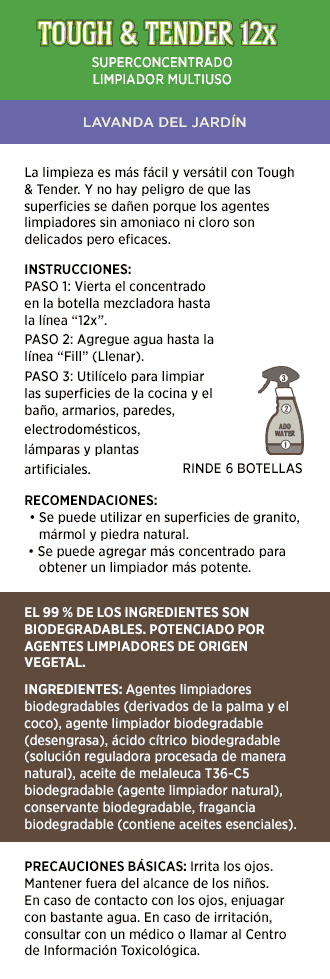 Limpiador multiuso Tough & Tender® 12x: Lavanda