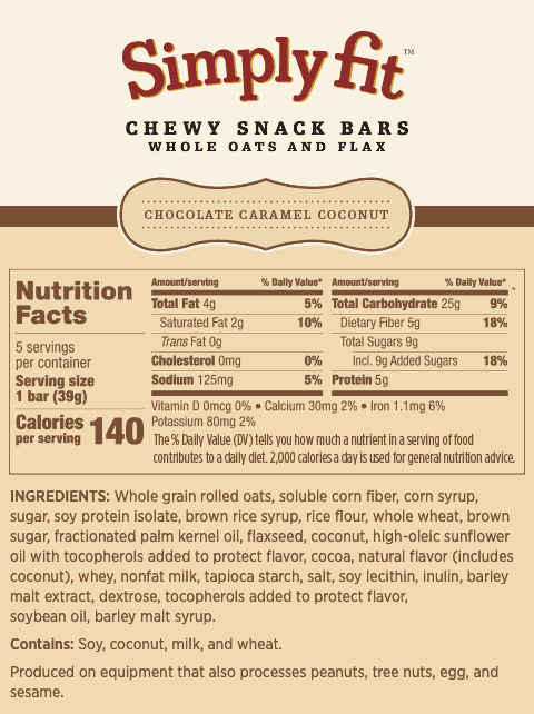 Simply Fit™ Chewy Snack Bars: Chocolate Caramel Coconut