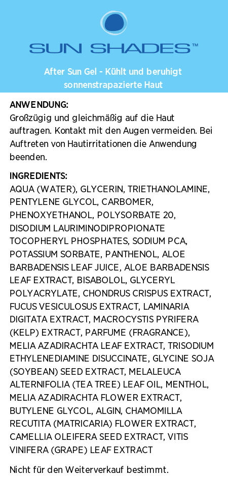 Sun Shades® After Sun Hydrogel E