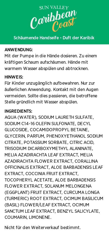 Sun Valley® Schäumende Handseife - Duft der Karibik