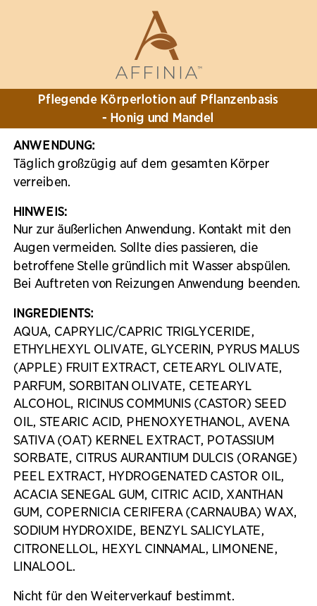 Affinia™ Honig & Mandel Pflegende Körperlotion 