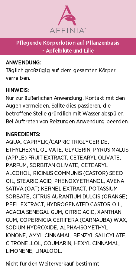 Affinia™ Apfelblüte & Lilie Pflegende Körperlotion