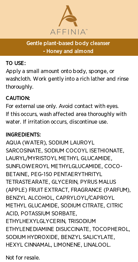 Affinia™ Honey & Almond Gentle Plant-Based Body Cleanser