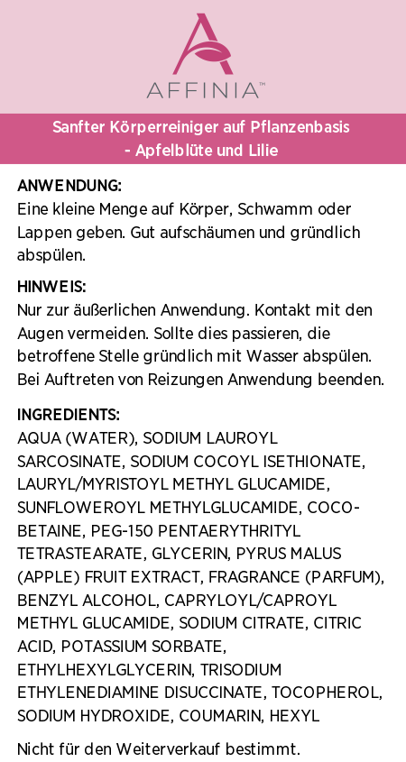 Affinia™ Apfelblüte & Lilie Sanfter Körperreiniger auf Pflanzenbasis