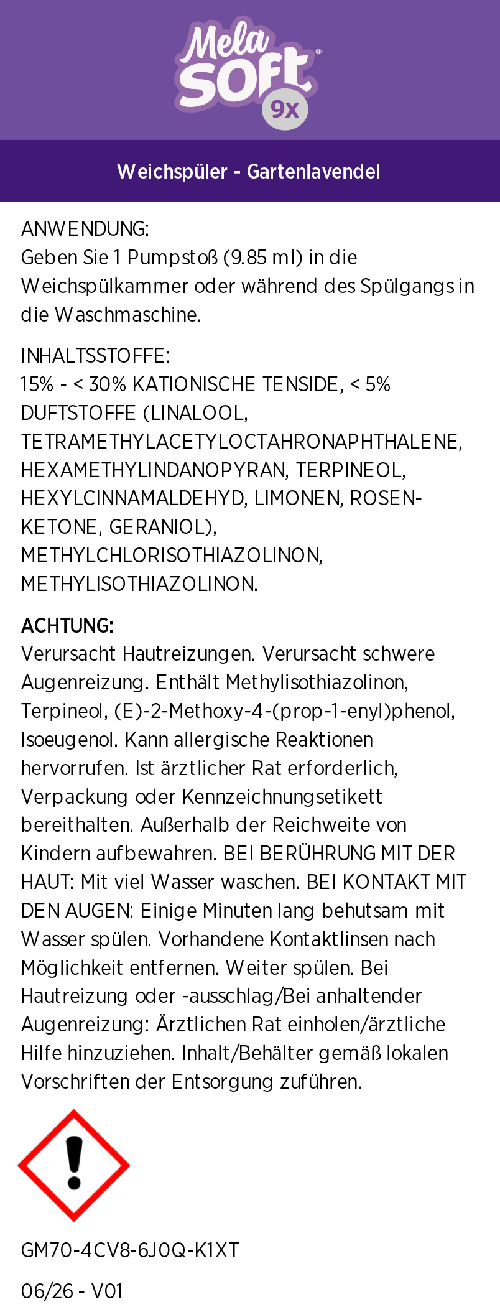 MelaSoft™ 9x Weichspüler - Gartenlavendel