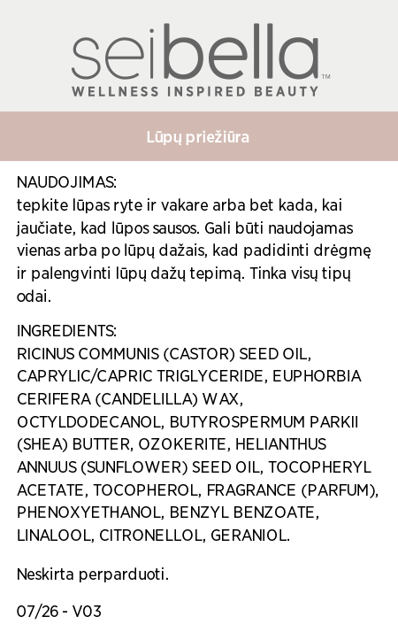 Sei Bella® lūpų priežiūra