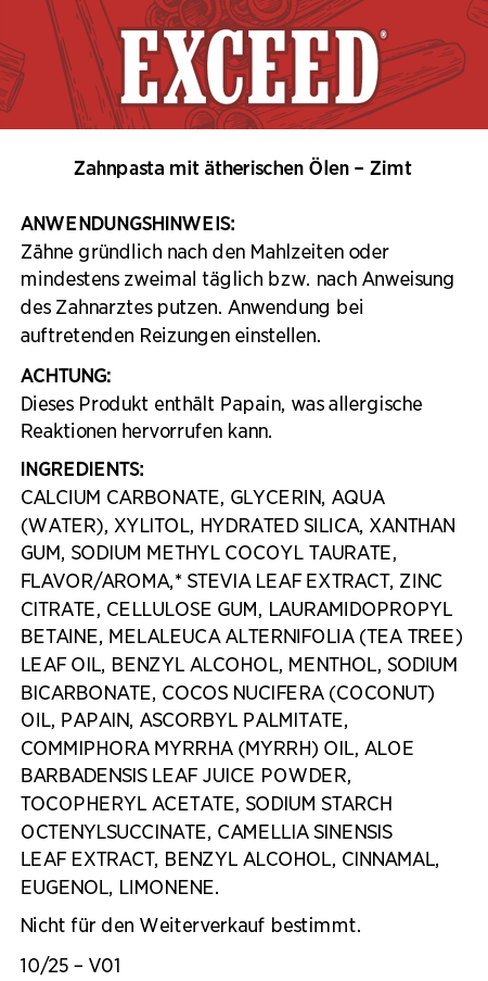 Zahnpasta mit ätherischen Ölen - Zimt - fluoridfrei Sonderangebot