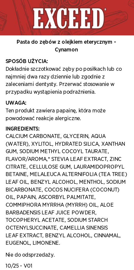 Pasta do zębów z olejkiem eterycznym - Cynamon - bez fluoru  Specjalna oferta