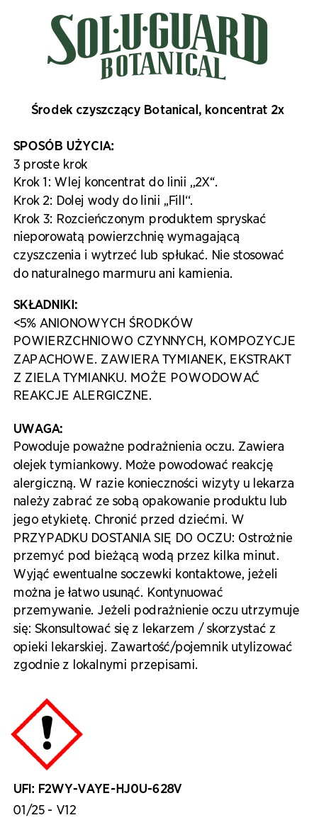 Sol-U-Guard™ Środek czyszczący na bazie składników roślinnych