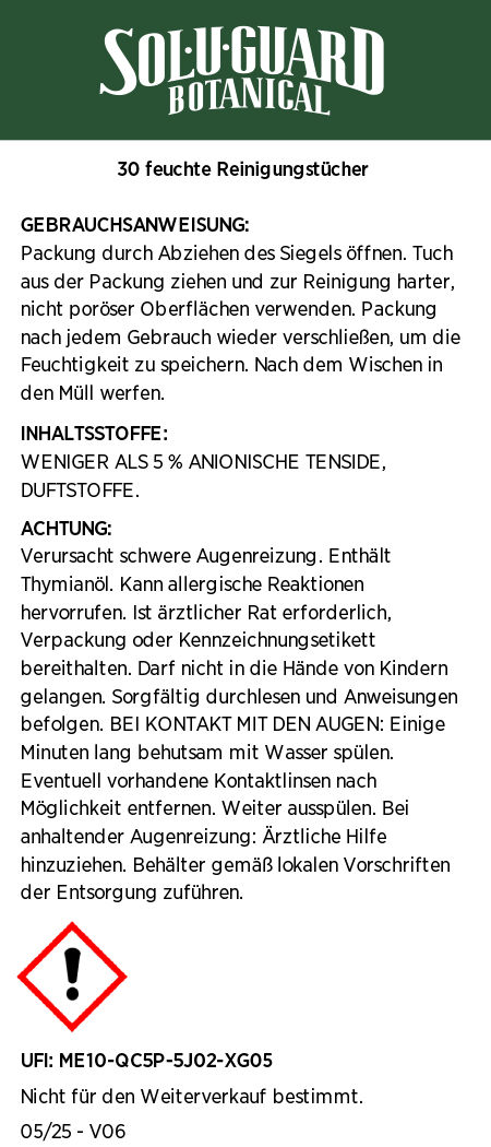 Sol-U-Guard Reinigungstücher mit Pflanzenkraft