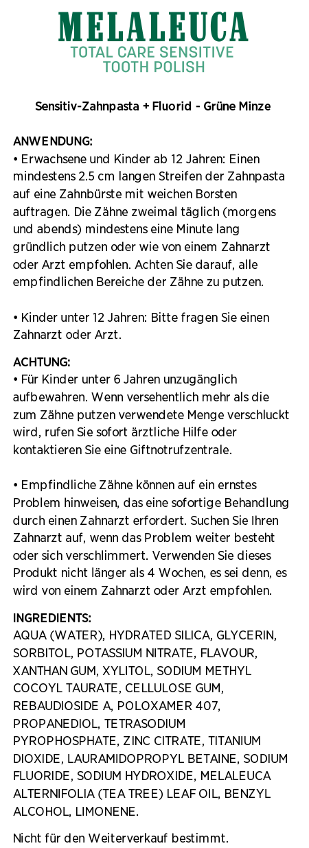 Sensitiv-Zahnpasta + Fluorid - Grüne Minze