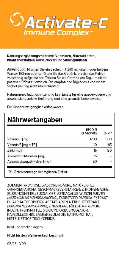 Activate-C Immune Complex™ Nahrungsergänzungsmittel Mixgetränk - Orangengeschmack