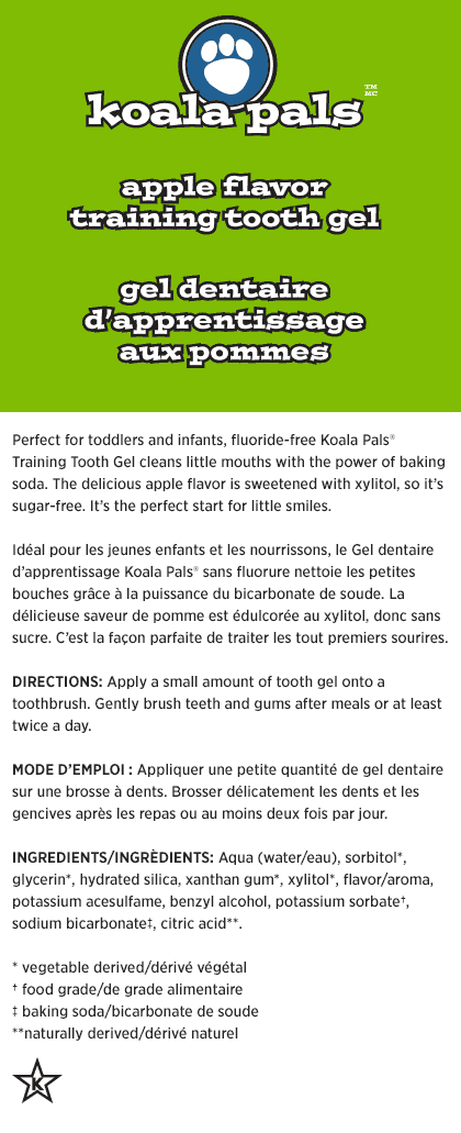 Koala Pals® Training Tooth Gel Fluoride-Free: Apple