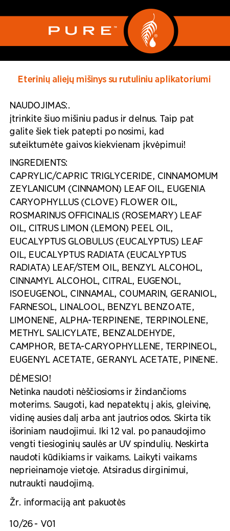 PURE™ Armor Up aromatinis mišinys su rutuliniu aplikatoriumi