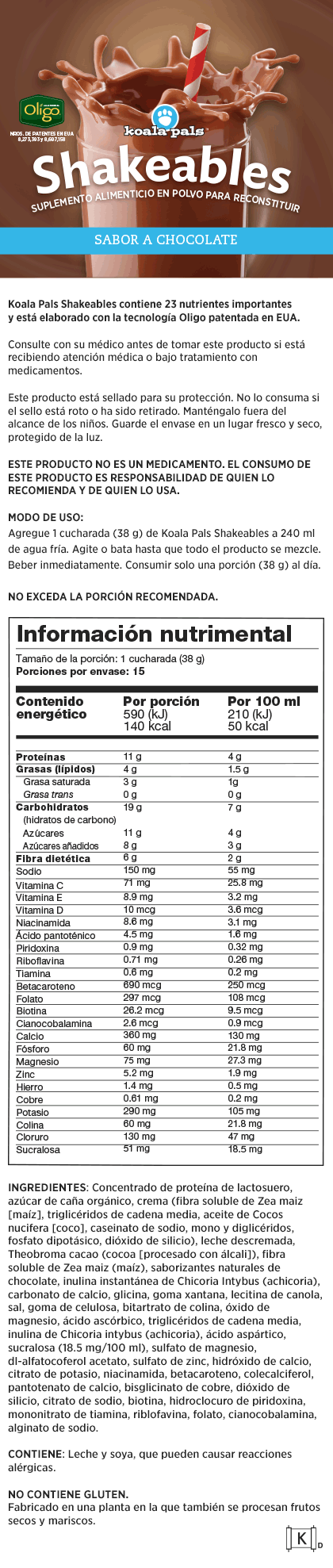 Licuado nutritivo Koala Pals Shakeables®: chocolate con leche