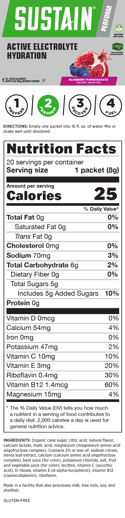 Sustain Active Hydration: Blueberry Pomegranate Packets