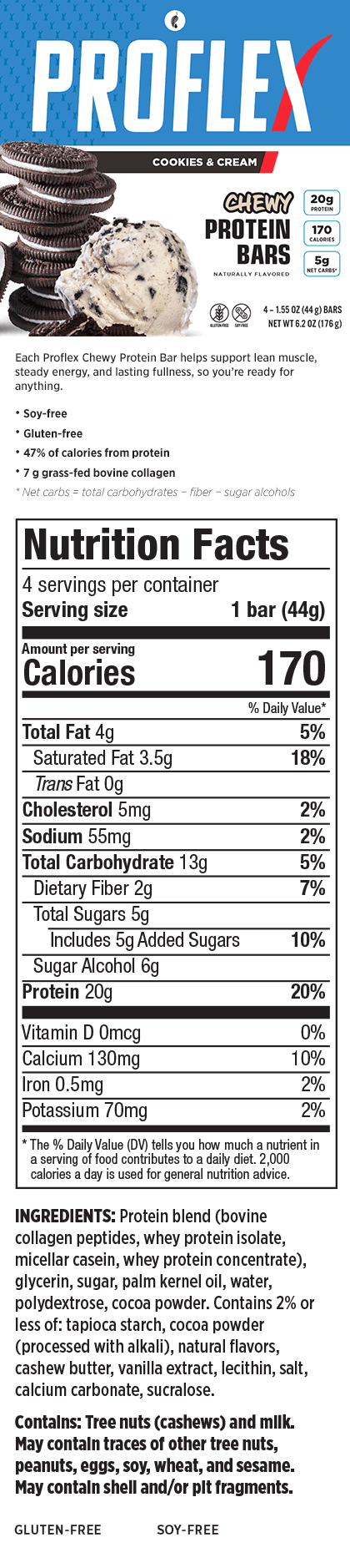 Proflex Chewy Protein Bar: Cookies and Cream