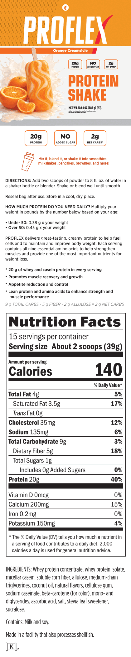 Proflex Protein Shake: Orange Creamsicle