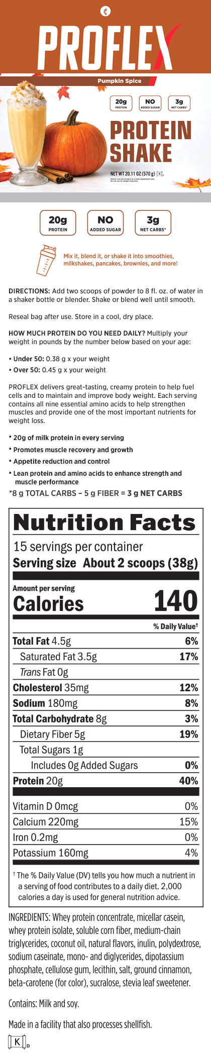 Proflex Protein Shake: Pumpkin Spice