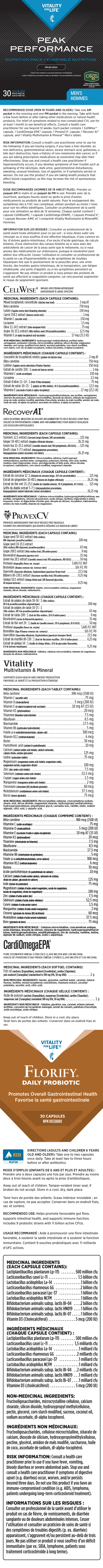 Peak Performance Nutrition Pack: Men