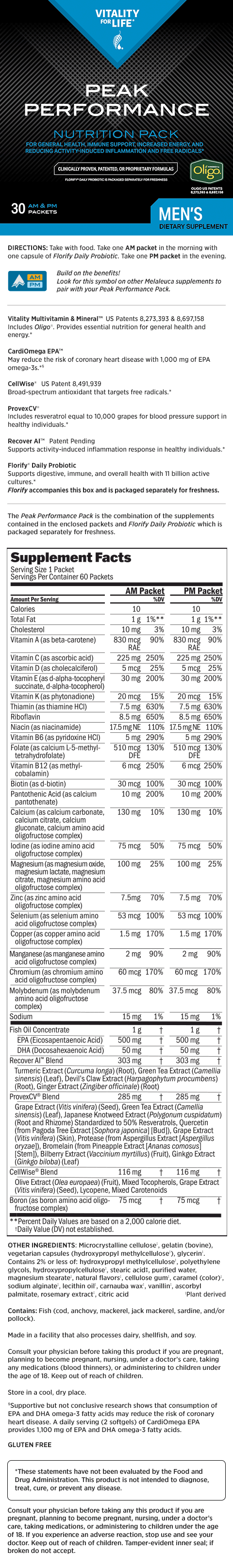 Peak Performance Nutrition Pack: Men