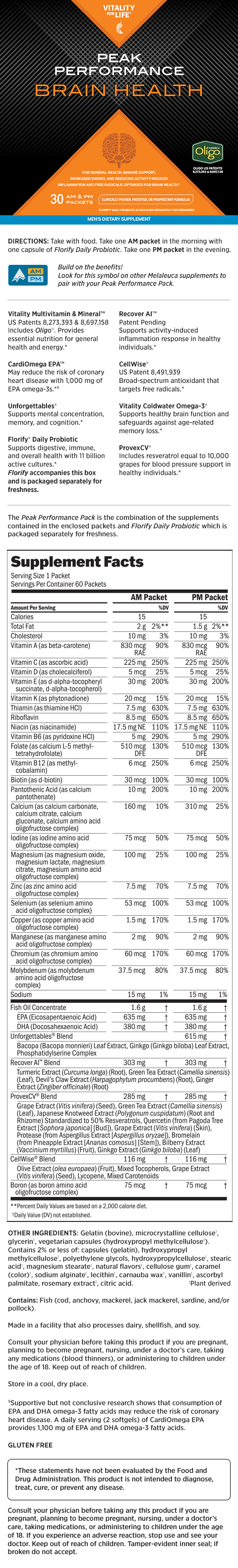 Peak Performance Brain Health Pack: Men