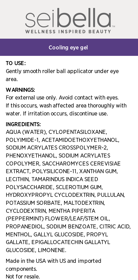Sei Bella® Cooling Eye Gel