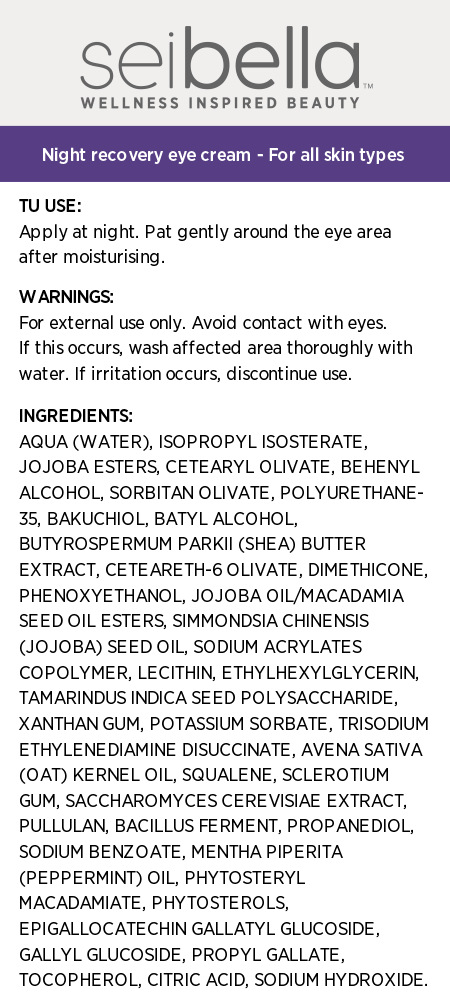 Sei Bella® Night Recovery Eye Cream