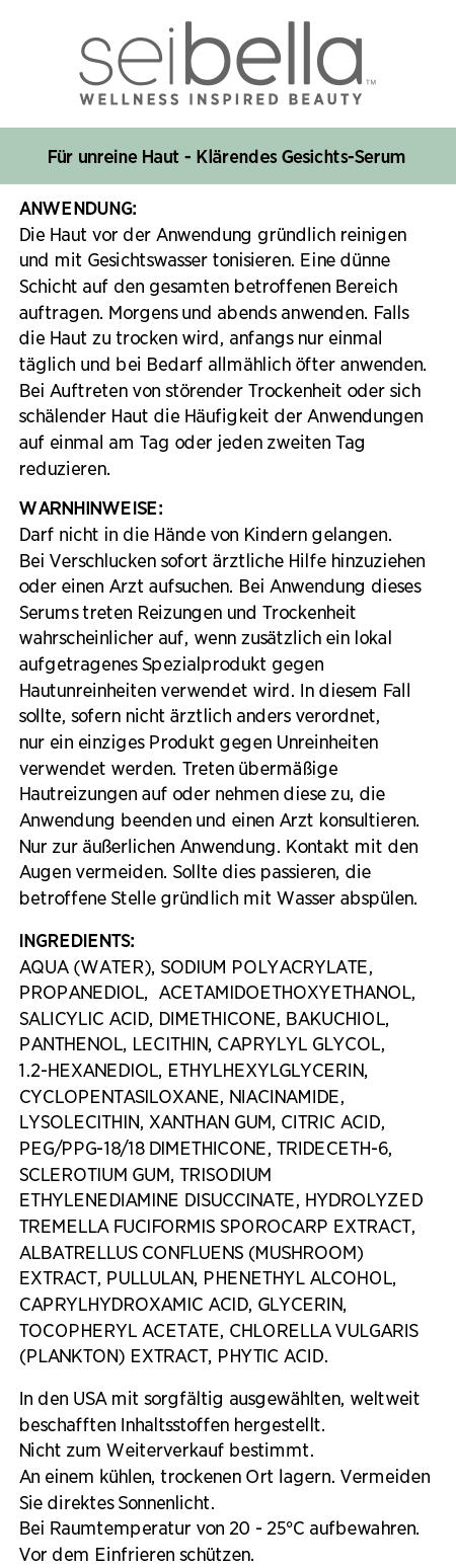 Sei Bella® Clarity Clear Skin Solutions Klärendes Gesichts-Serum gegen Unreinheiten