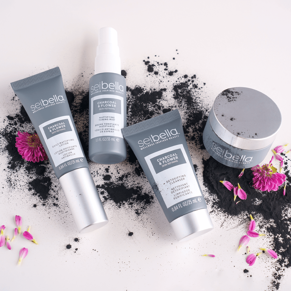 Charcoal and Flower Travel Size Skin Care Collection