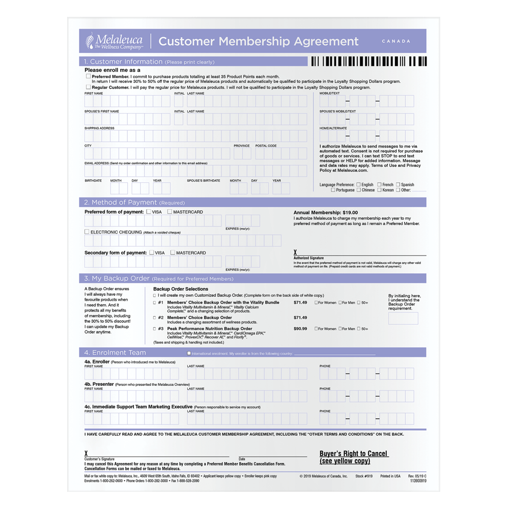 Customer Membership Example Customer Membership Agreement - English