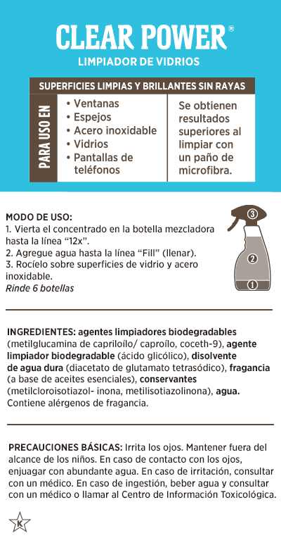 Limpiador de vidrios Clear Power® 12x
