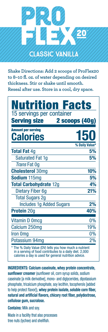 ProFlex20® Protein Shake: Classic Vanilla