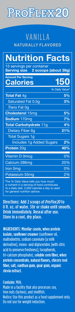 ProFlex20 Protein Shake: Vanilla for Special Dietary Preferences