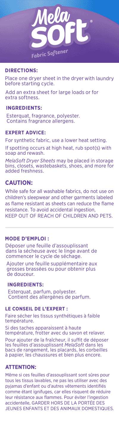 MelaSoft® Dryer Sheets: Clean Cotton