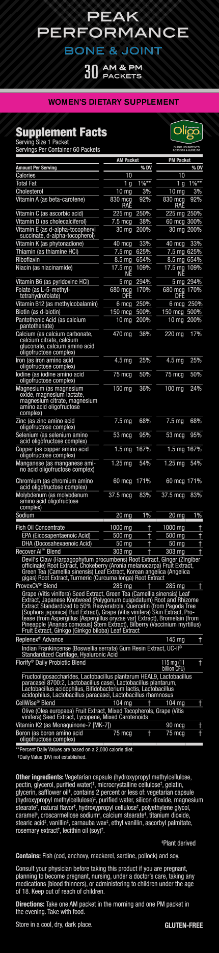Peak Performance Bone & Joint Pack: Women
