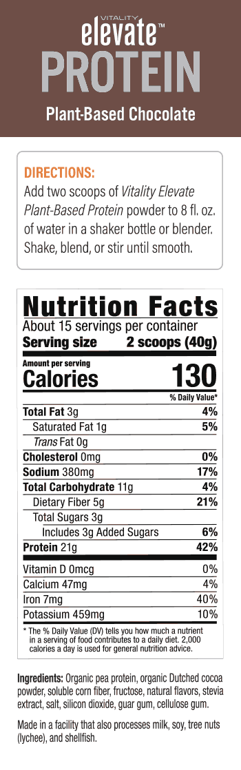 Vitality Elevate Plant Based Protein Shake: Chocolate