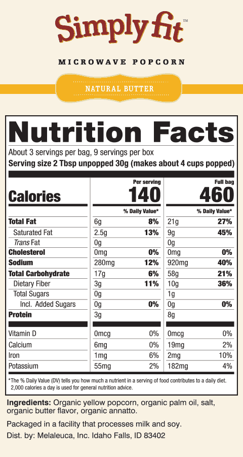 Simply Fit™ Microwave Popcorn: Natural Butter