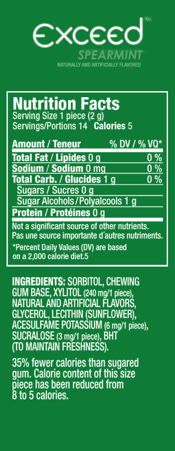 Exceed® Sugarless Gum: Spearmint