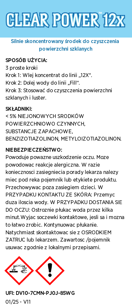 Clear Power™ Środek do czyszczenia szkła