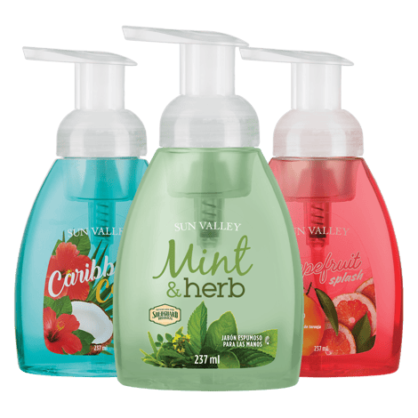 Tres jabones espumosos para las manos Sun Valley (Dispensador se vende por separado)