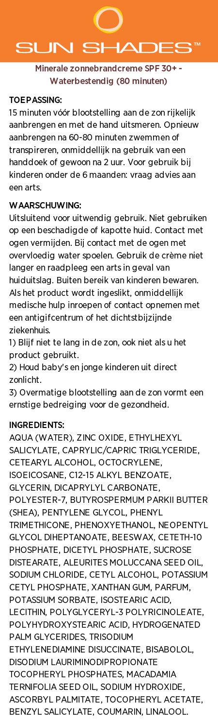 Sun Shades® Mineral Plus SPF 30+ Zonnecrème
