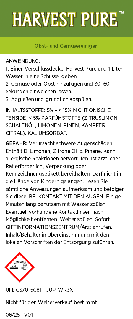 Harvest Pure™ Obst- und Gemüsereiniger