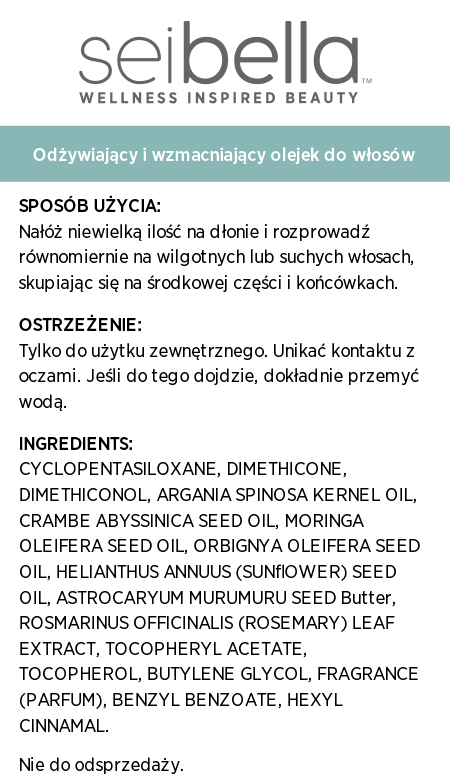 Sei Bella® Odżywiający i wzmacniający olejek do włosów