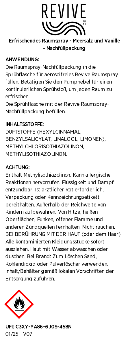 Revive™ Raumspray Nachfüllpackung - Meersalz und Vanille
