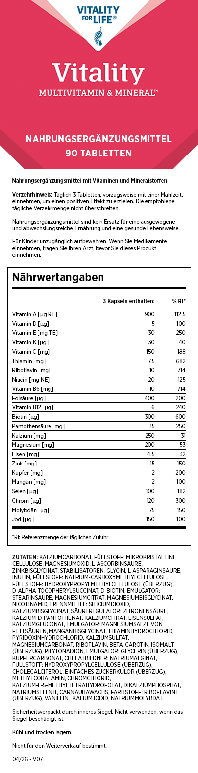 Vitality Multivitamin & Mineral™ - Frauen