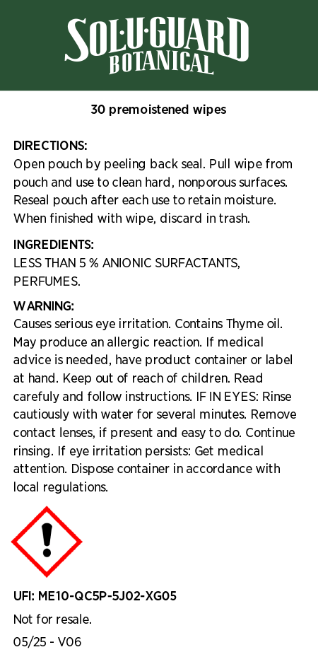 Sol-U-Guard Botanical Wipes - Black Week