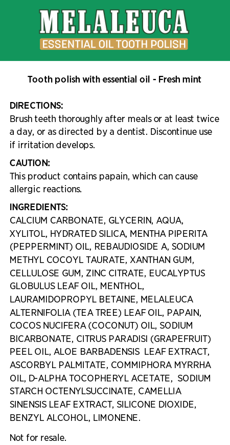 Essential Oil Tooth Polish - Fresh Mint