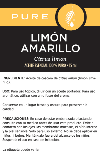 Aceite esencial de limón amarillo Pure
